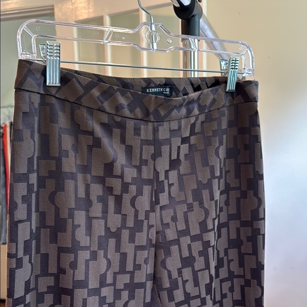 Kenneth Cole Brown and Black Geometric Pants